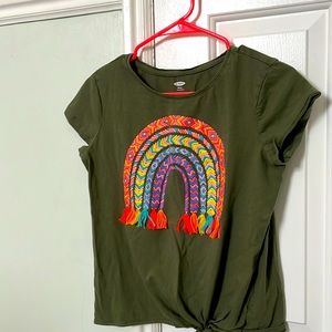 Cute sage green shirt with rainbow